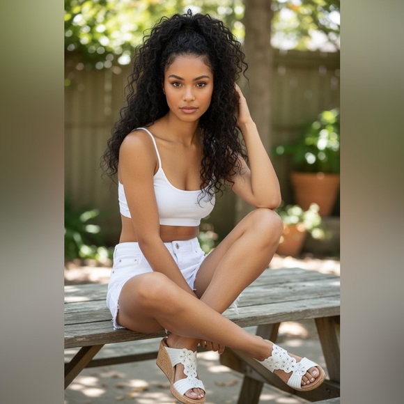 Skechers Shoes - Skechers cali luxe foam  White Wedge Sandals